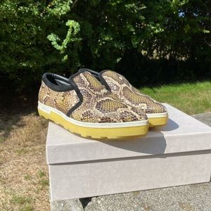 JIMMY CHOO snakeskin platform slip on sneakers